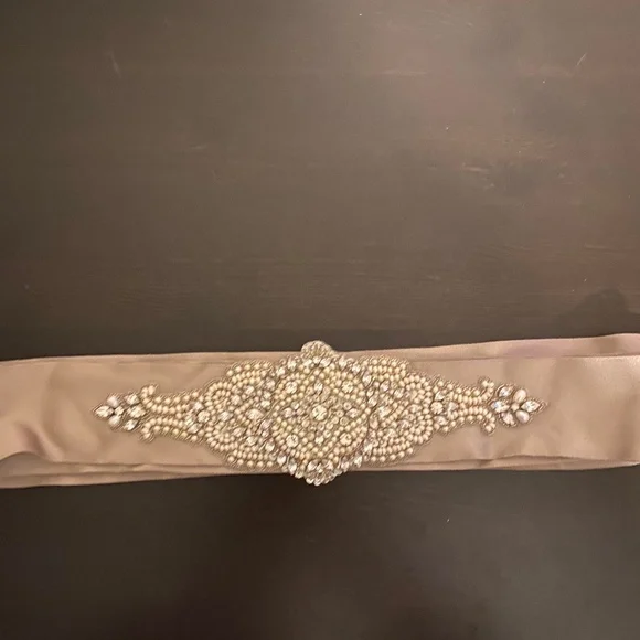 Lazaro Swarovski Crystal and Pearl Sash Tara Keely Wedding Dress Sash Ivory Belt Swarovski Crystals  main image 2